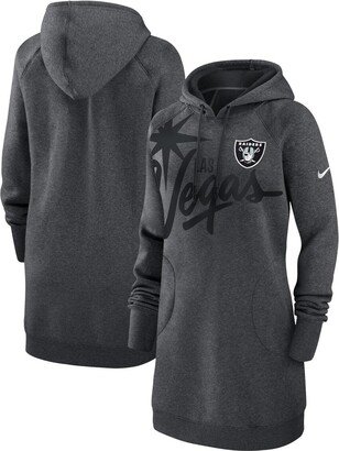 Women's Heather Charcoal Las Vegas Raiders Fleece Raglan Hoodie Dress