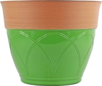 Garden Elements Colored Rim Large Plastic Planter Green 15 Inches