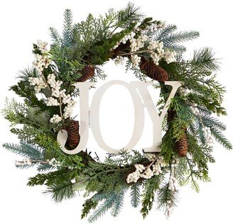 24In Christmas Joy Greenery Holiday Artificial Wreath