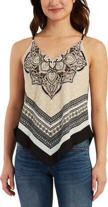 Juniors' Printed V-Hem Top