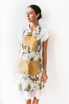 Leather Aprons For Women, Gardening Gift, Custom Waxed Canvas Apron, Floral Retro Personalized New Home Gift