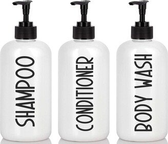 16 Oz White Farmhouse Shampoo Condition Body Wash Bathroom Bottles, Durable Plastic Shower Waterproof Label, Farmhouse Decor