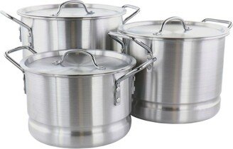 Home Breton 3 Piece Aluminum Stockpot With Steamer and Lid