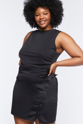 Plus Size Fitted Tuxedo Mini Skirt