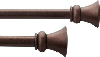 Deco Window 2 Pack Single Curtain Rod Egyptian Round Finials & Brackets Set - 28