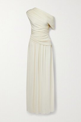 Delphi One-shoulder Gathered Stretch-jersey Maxi Dress - Ivory