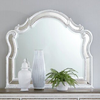 Magnolia Manor Antique White Weathered Bark Scalloped Mirror - Off-White