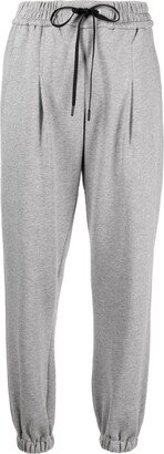 Mélange-Effect Drawstring Track Pants