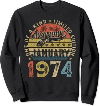 Generic Vintage January 1974 50 Years Old 50th Birthday Gifts Women Sweatshirt-AA