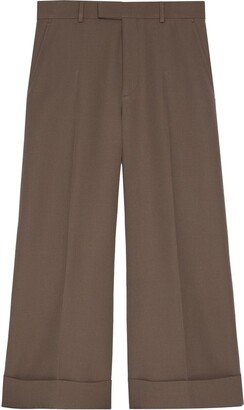 Cropped Wool Gabardine Trousers