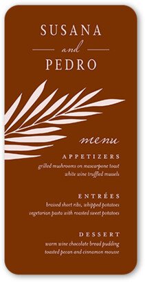 Wedding Menu Cards: Brilliant Pampas Wedding Menu, Brown, 4X8 Flat Menu, Pearl Shimmer Cardstock, Rounded