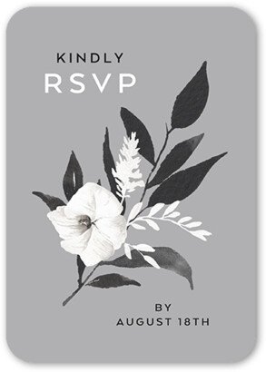 Rsvp Cards: Evening Flower Wedding Response Card, Grey, Signature Smooth Cardstock, Rounded