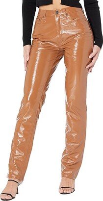 Heston Patent High-Rise Straight Leg (Camel) Women's Casual Pants