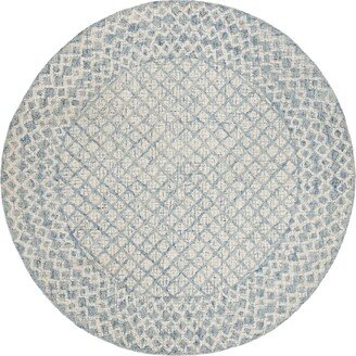 Abstract 203 Blue and Ivory 6' x 6' Round Area Rug