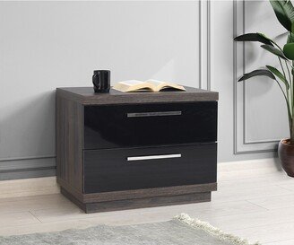 Mod-Arte Napoli 2-Drawer Nightstand in Black & Walnut