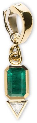 Small Emerald and Trillion Diamond Yellow Gold Charm