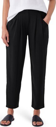 Tapered Leg Silk Crepe Ankle Pants