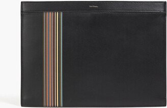 Striped leather pouch-AB