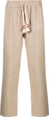 Drawstring Straight-Leg Linen Trousers-AA