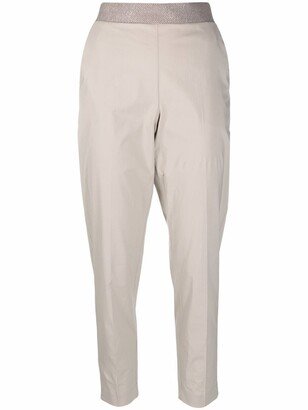 Contrast-Waist Tapered Trousers