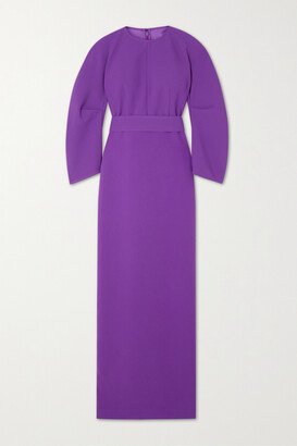 Allegra Belted Crepe Maxi Dress - Purple