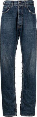 Logo-Patch Ripped-Detailing Wide-Leg Jeans