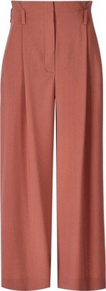 Button Detailed Wide Leg Trousers-AD