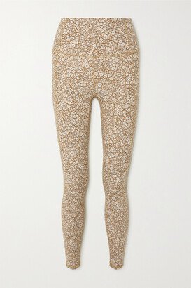 Let's Move Floral-print Stretch Recycled Leggings - Neutrals