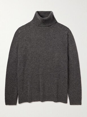 Oversized Leather-Appliquéd Wool Rollneck Sweater