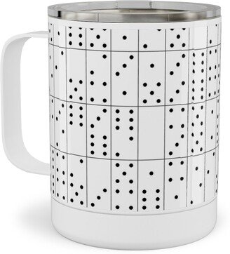 Travel Mugs: Domino Universe - Black And White Stainless Steel Mug, 10Oz, White