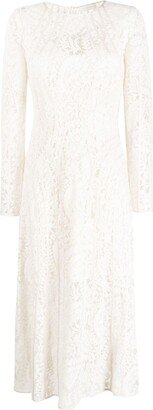 Devi floral-lace panelled midi dress