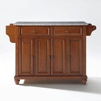 Cambridge Gray Granite Top Full Size Kitchen Island/Cart Cherry