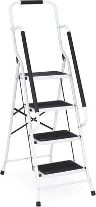 Sugift 4 Step Folding Ladder with Hand Grip Non-Slip Safety Rails