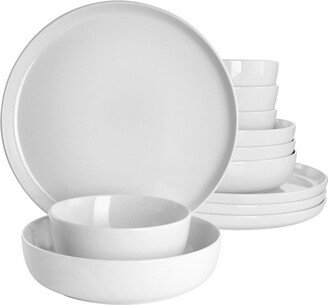 Home Avisala 12 Piece Fine Ceramic Dinnerware Set in White