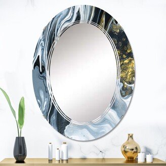 Designart 'Yellow Marble River In Liquid Art Universe VI' Printed Modern Wall Mirror