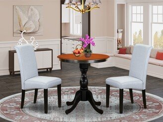 3-Piece Dinner Table Set Include a Dining Table and 2 Padded Parson Chairs with Stylish High Back - Black Finish