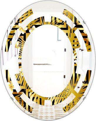 Designart 'Modern gold luxury pattern' Printed Modern Round or Oval Wall Mirror - Space