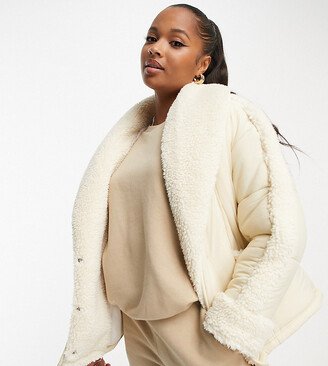 Urban Code Petite borg padded coat in cream