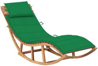 Rocking Sun Lounger with Cushion Solid Teak Wood - 23.6 x 70.9 x 28.7-AA