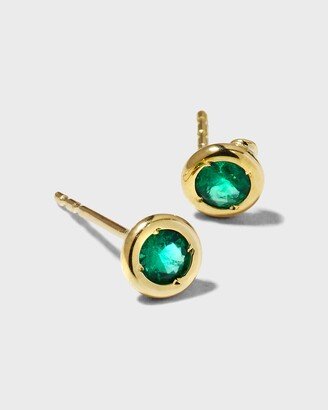 Yellow Gold Emerald Tiny Stud Earrings