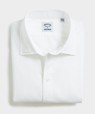 Pique Tuxedo Shirt with Center Placket in White