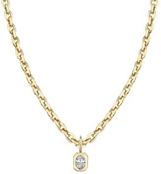Emerald-Cut Diamond Bezel Solitaire Charm Necklace