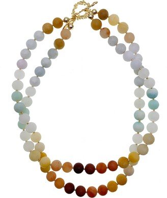 Farra Gradient Brown Jade Double Layers Necklace