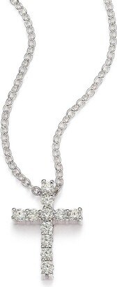 Whimsical 18K White Gold & 0.14-0.16 TCW Diamond Cross Pendant Necklace