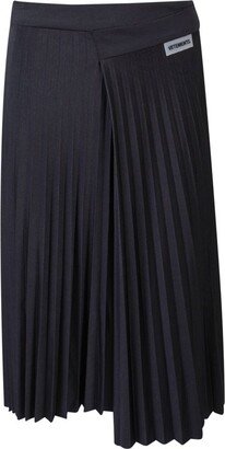 Vetemens Logo-Patch Detail Pleated Midi Skirt