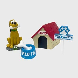 4pc Polyester/Stone Pluto Miniature Garden Set