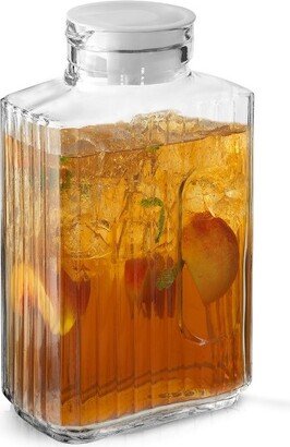 Beverage Serveware Glass Pitcher & 2 Lids - 68 oz Carafe for Hot Liquids or Cold Drinks