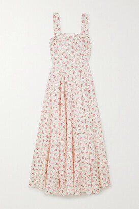 Nea Floral-print Organic Cotton Midi Dress - White