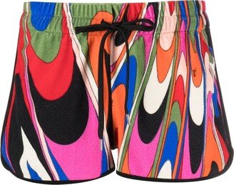 Onde-print drawstring shorts