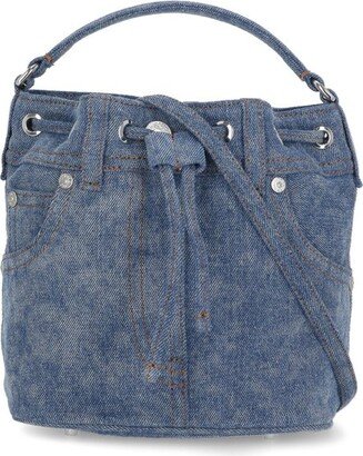 Small Drawstring Denim Bucket Bag